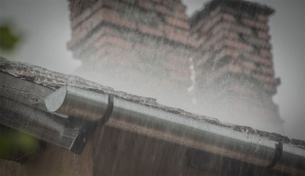 damaged chimneys in the rain