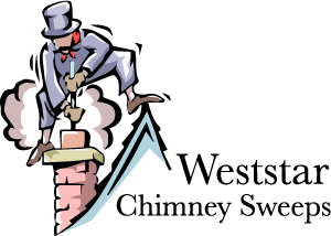 Weststar -logo Weststar Chimney Sweeps with a chimney sweep cleaning a chimney